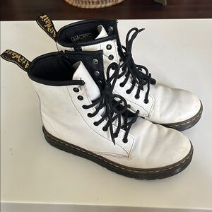 Dr. Martens White and Black Leather Boots